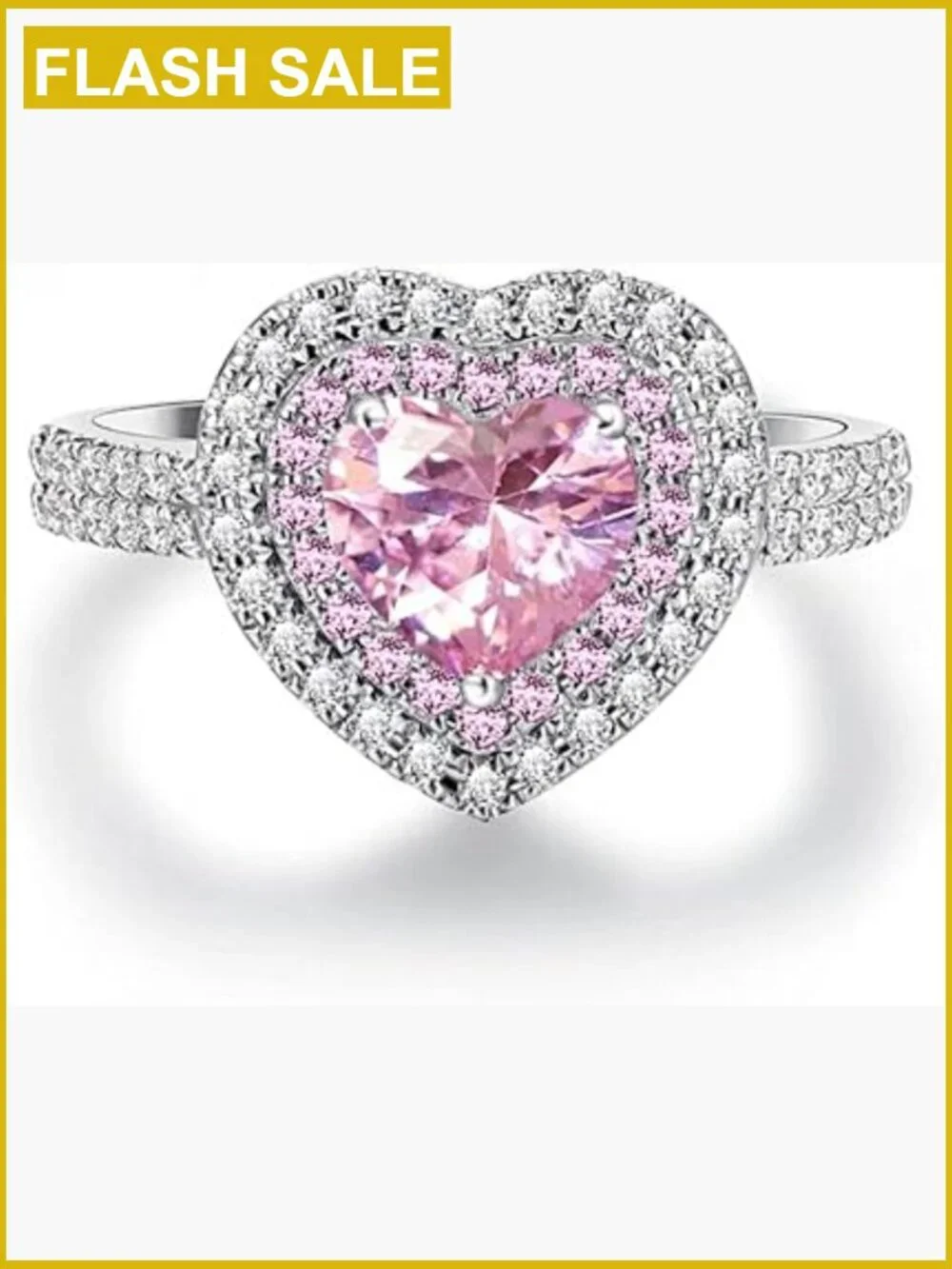 925 Sterling Silver Heart CZ Cocktail Ring - Engagement Wedding Band Women Size